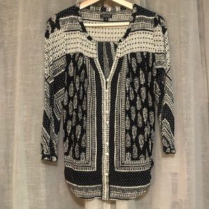 LUCKY Black and White Boho Top